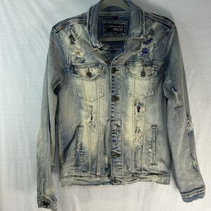 Cote De Nuits Distressed Jean jacket Haute Couture With Patchwork Mens Small
